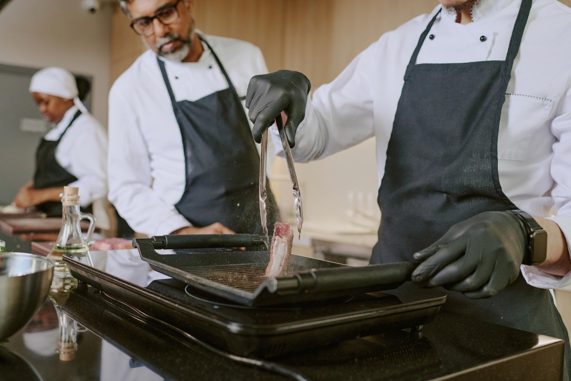 Chef team prepping a line